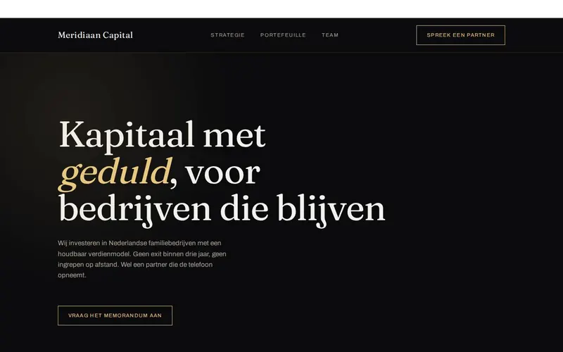 Ontwerp voor een investeringsmaatschappij, getoond op een breed scherm