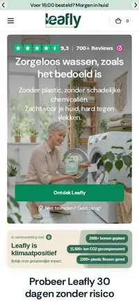 De webshop van Leafly, getoond op een telefoon